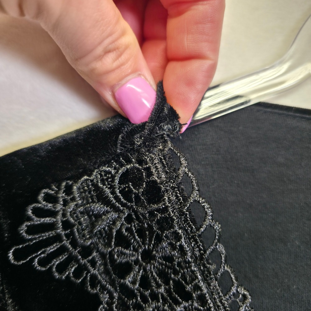 4SISNNA Velvet Lace Dress Womens S Black Gothic Romantic Dark WhimsigothY2K - Picture 10 of 16